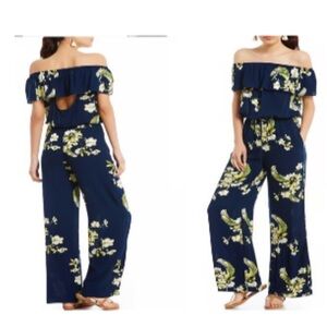 Chelsea & Violet Floral Off-Shoulder Jumpsuit Size Small